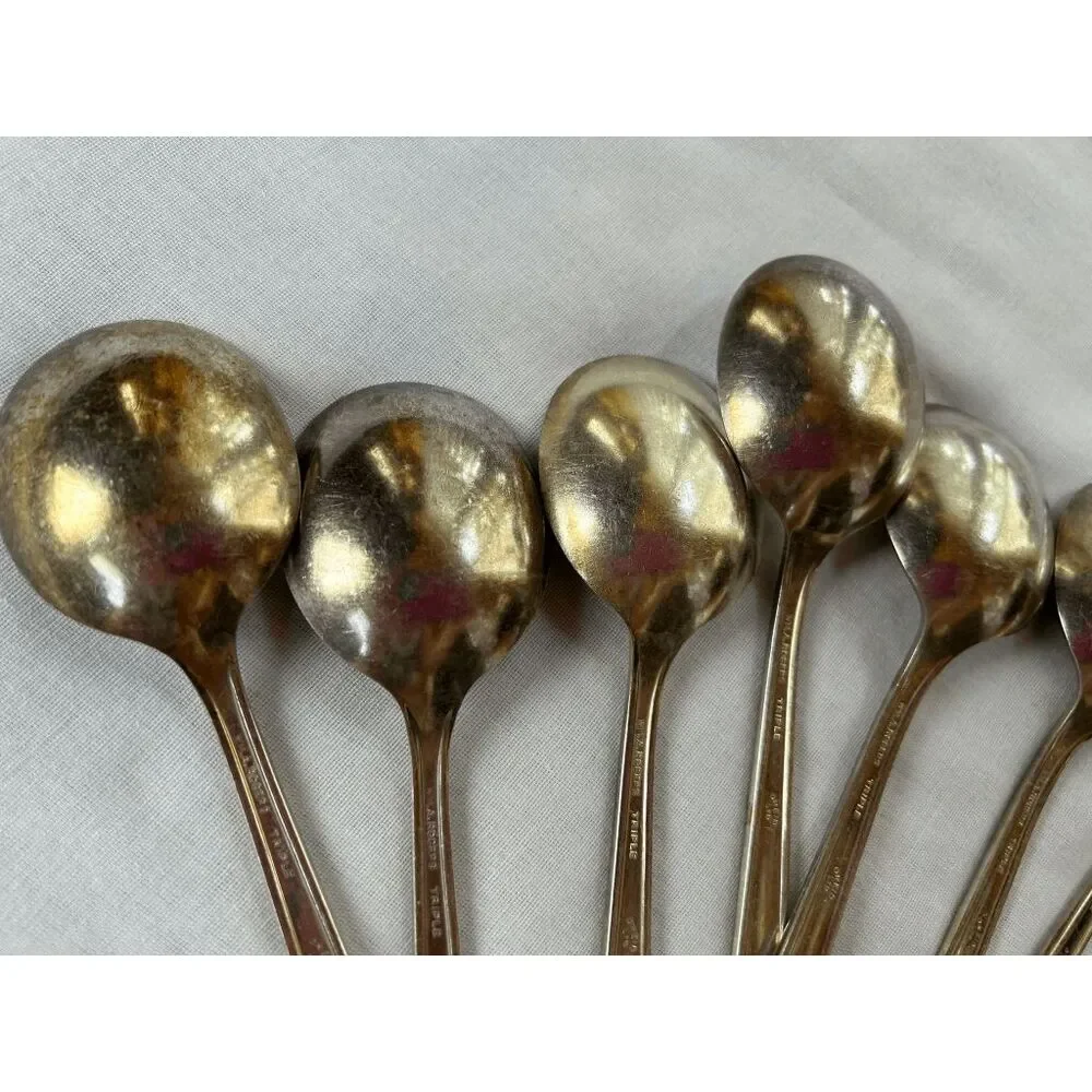 Vintage WM A. Rogers Oneida Silver Soup/Dessert Spoon Lot of 12